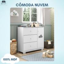 Cômoda Infantil Bebê Nuvem 3 gavetas Com Porta Branco _ Phoenix Baby