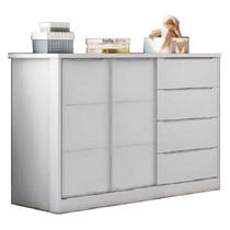 Cômoda Infantil Bebê Pérola 4 Gavetas 2 Porta Branca - Phoenix Baby