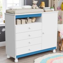 Cômoda Infantil Bebê Sapateira Quarto Criança Com Trocador Colchão Impermeável Baby Macio Regulagem de Altura Corrediça Telescópica