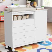 Cômoda Infantil Bebê Sapateira Quarto Criança Com Trocador Colchão Impermeável Baby Macio Regulagem de Altura Corrediça Telescópica