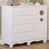 Cômoda Infantil Bolinha 1 Porta 4 Gavetas MDF Faura