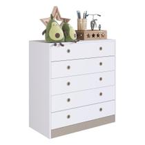 Cômoda Infantil C/ 5 Gavetas Multimóveis Cr40101 Branca/fumê