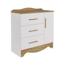 Cômoda Infantil Clara 1 Porta Lisa Plus Branco Amêndoa