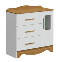 Cômoda Infantil Clara Peroba em 100% MDF Branco com Amêndoa