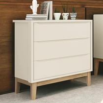 Cômoda Infantil Classic 3 Gavetas com Pés Madeira Natural - Reller Móveis