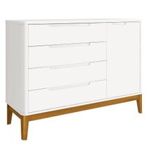 Cômoda Infantil Classic Boom Branco Com Pés Amadeirado - Reller Cômoda Infantil Classic Boom Branco Com Pés Amadeirado - Reller