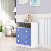 Cômoda Infantil com 3 Gavetas 1 Nicho Azul Cômoda Infantil com 3 Gavetas 1 Nicho Azul
