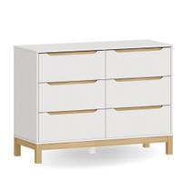 Cômoda Infantil Cozy 6 gavetas Branco com Carvalho Malva Cômoda Infantil Cozy 6 gavetas Branco com Carvalho Malva
