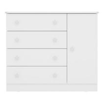 Cômoda Infantil Doce Sonho 1 Porta 4 Gavetas Branco - Qmovi