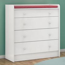 Cômoda Infantil Doce Sonho 4 Gavetas com Trocador Branco - Qmovi Cômoda Infantil Doce Sonho 4 Gavetas com Trocador Branco - Qmovi