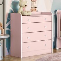 Cômoda Infantil Doce Sonho 4 Gavetas com Trocador Rosa Acetinado - Qmovi