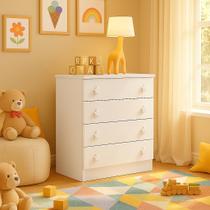 Cômoda Infantil Doce Sonho Com 4 Gavetas Organizadora De Roupa