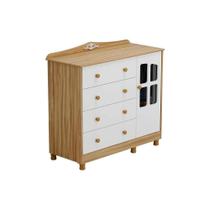 Cômoda Infantil Elô c/ 1 Porta Cristal e 4 Gavetas Branco/Amendoa - Peroba Cômoda Infantil Elô c/ 1 Porta Cristal e 4 Gavetas Branco/Amendoa - Peroba