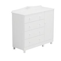 Cômoda Infantil Elô Peroba 100% MDF Branco 4 Gavetas 1 Porta Cômoda Infantil Elô Peroba 100% MDF Branco 4 Gavetas 1 Porta