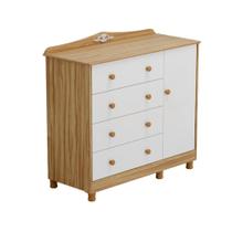 Cômoda Infantil Elô Peroba Branco Amêndoa 4 Gavetas 1 Porta Cômoda Infantil Elô Peroba Branco Amêndoa 4 Gavetas 1 Porta