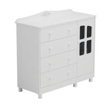 Cômoda Infantil Elô Peroba Branco em 100% MDF 1 Porta Vidro Cômoda Infantil Elô Peroba Branco em 100% MDF 1 Porta Vidro
