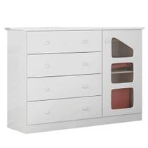 Cômoda Infantil Eloisa 4 Gavetas 1 Porta Branco - Phoenix Baby