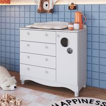 Cômoda Infantil Encanto 4 Gavetas e 1 Porta Branco - Completa Móveis