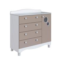Cômoda Infantil Encanto 4 GV 1 PT Branca e Cinnamon