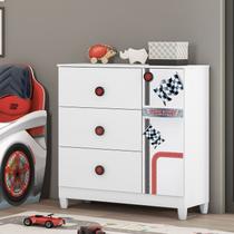 Cômoda Infantil Fast Car 1 Porta 4 Gavetas Branco