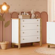 Comoda Infantil Flora 4 Gavetas Branco Acetinado - Qmovi