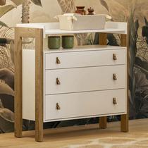 Cômoda Infantil Gaveteiro com Nicho Fantasia Branco Acetinado Ambiente - Qmovi