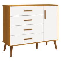 Cômoda Infantil Isis 1 Porta e 4 Gavetas Branco/Savana - Reller Móveis