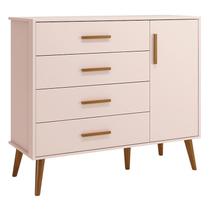Cômoda Infantil Isis 1 Porta e 4 Gavetas Rosa - Reller Móveis