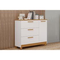 Cômoda Infantil Jujuba 1 Porta e 3 Gavetas Nature/Branco - Permóbili Baby