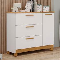 Cômoda Infantil Jujuba 3 Gavetas 1 Porta Branco/Nature - Permóbili