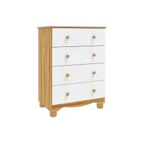 Cômoda Infantil Júnior c/ 4 Gavetas Branco/Amendoa - Peroba