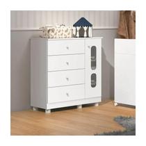 Cômoda Infantil Katatau 1 Portas 4 Gavetas Branco - Rede Móveis Cômoda Infantil Katatau 1 Portas 4 Gavetas Branco - Rede Móveis