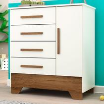 Cômoda Infantil Kids 1 Porta 4 Gavetas Branco/Nature - Panorama Móveis Cômoda Infantil Kids 1 Porta 4 Gavetas Branco/Nature - Panorama Móveis