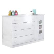 Comoda Infantil Livia 4 Gavetas MDF Alto Brilho Branco Pheonix Baby