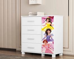 Cômoda Infantil Lívia Princesas 4 Gavetas Organizador Quarto