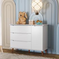 Comoda Infantil Lunna 100% MDF Estilo Retrô - Branca