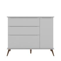 Comoda Infantil Melinda 4 Gavetas MDF Pés Madeira Cinza Pheonix Baby