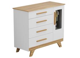 Comoda Infantil Moveis Peroba Retro MDF 04 gavetas 01 porta