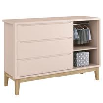 Cômoda Infantil New Classic com Porta Rosa com Pés Madeira Natural Reller Cômoda Infantil New Classic com Porta Rosa com Pés Madeira Natural Reller