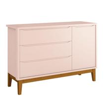 Cômoda Infantil New Classic Rosa com Pés Madeira Reller