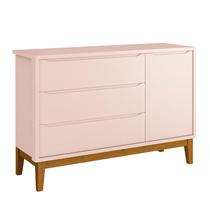 Cômoda Infantil New Classic Rosa com Pés Madeira Reller