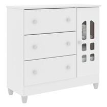 Cômoda Infantil New Selena Com Porta Branco Acetinado - Carolina Cômoda Infantil New Selena Com Porta Branco Acetinado - Carolina