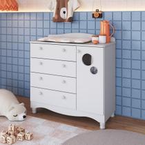 Cômoda Infantil Organizadora 4 Gavetas Grande e 1 Porta com Prateleira e Trocador para Quarto de Bebê Cômoda Infantil Organizadora 4 Gavetas Grande e 1 Porta com Prateleira e Trocador para Quarto de Bebê