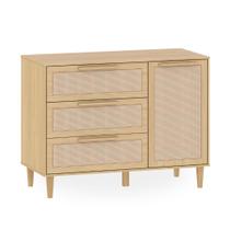 Cômoda Infantil Paglia com Rattan 3 Gavetas e Porta Carvalho Malva Cômoda Infantil Paglia com Rattan 3 Gavetas e Porta Carvalho Malva