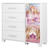 Cômoda Infantil Para Quarto 80cm 4 Gavetas Carruagem Rosa Z53 - Mpozenato Cômoda Infantil Para Quarto 80cm 4 Gavetas Carruagem Rosa Z53 - Mpozenato