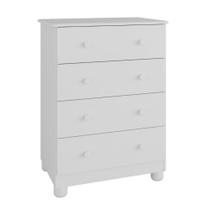 Cômoda Infantil Peroba Júnior Simples Mdf Branco 4 Gavetas