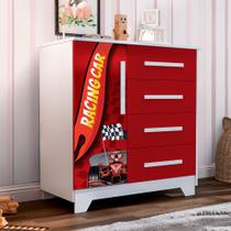 Comoda Infantil Personagens Organizadora 4 Gavetas 1 Porta - Vermelho