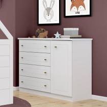Cômoda Infantil Prime com 4 Gavetas e 1 Porta - Branco