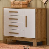 Cômoda Infantil Q Encanto 1 Porta 4 Gavetas Freijó/ Branco Acetinado - Qmovi