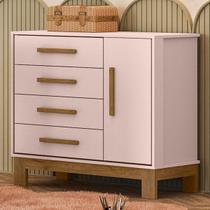 Cômoda Infantil Q Encanto 1 Porta 4 Gavetas Rosa - Qmovi